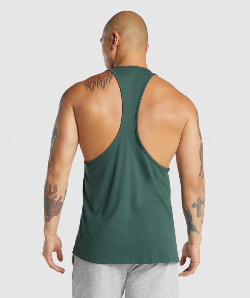 Men's Gymshark Critical 2.0 Stringer Tanks Dark Green | NZ 5HDUJX